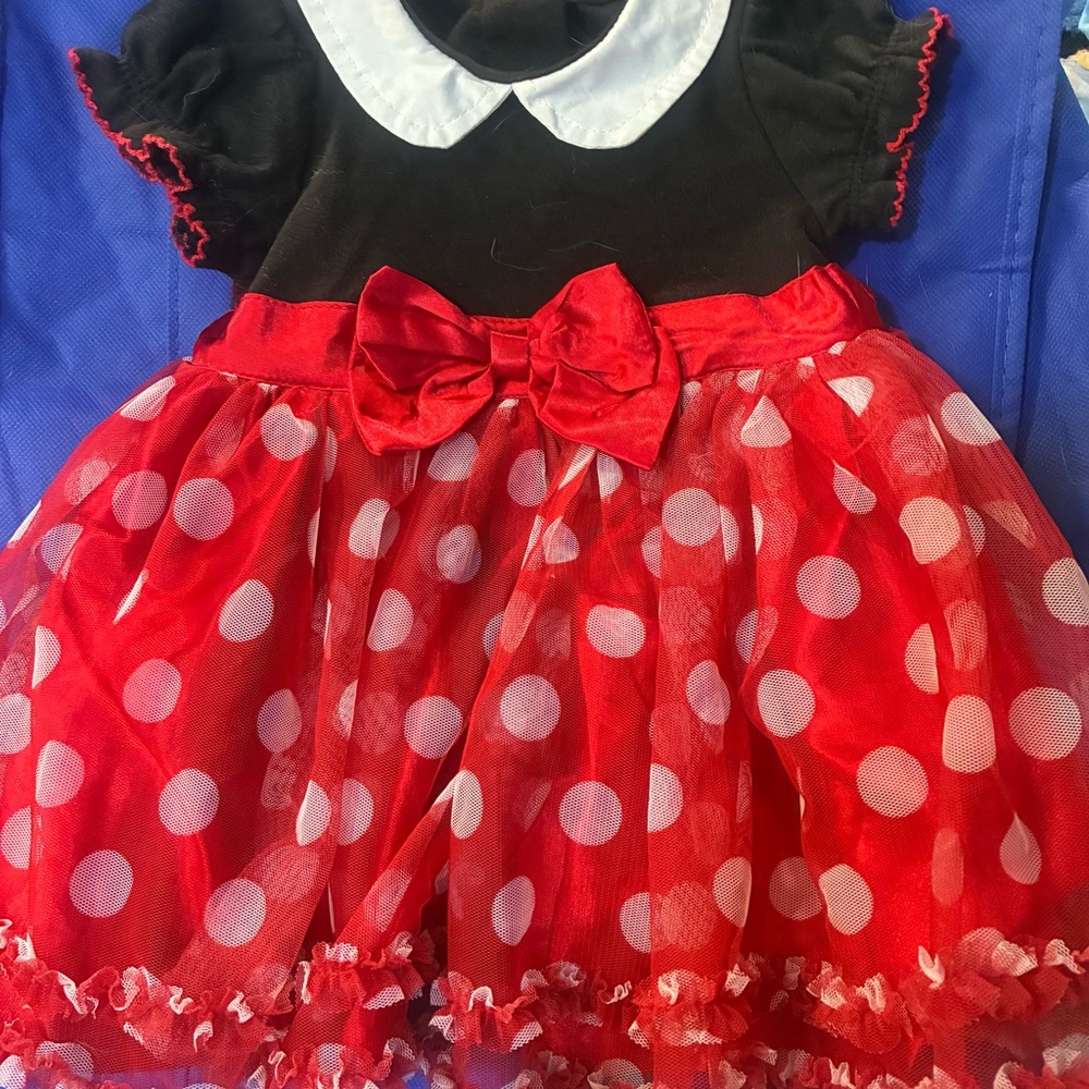 Disney Casual Red and Black Dress with Polka Dots